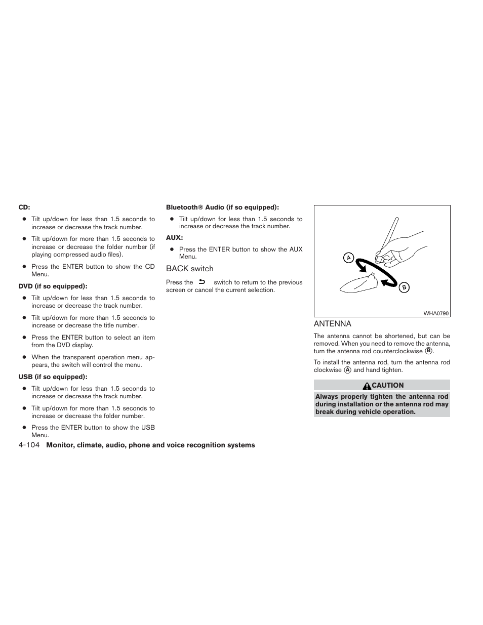 Antenna -104 | NISSAN 2014 Pathfinder - Owner's Manual User Manual | Page 295 / 492