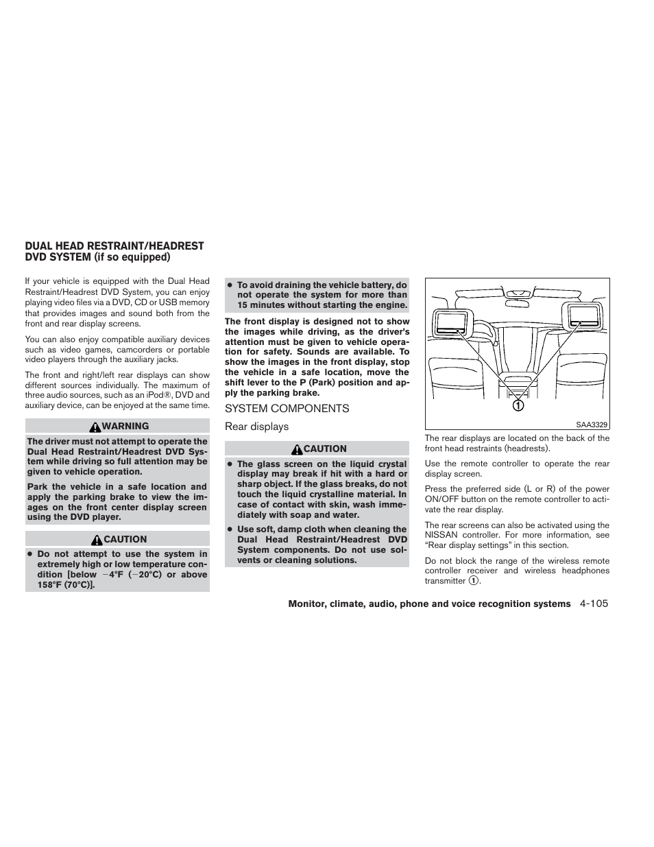 System components -105 | NISSAN 2014 Pathfinder - Owner's Manual User Manual | Page 296 / 492