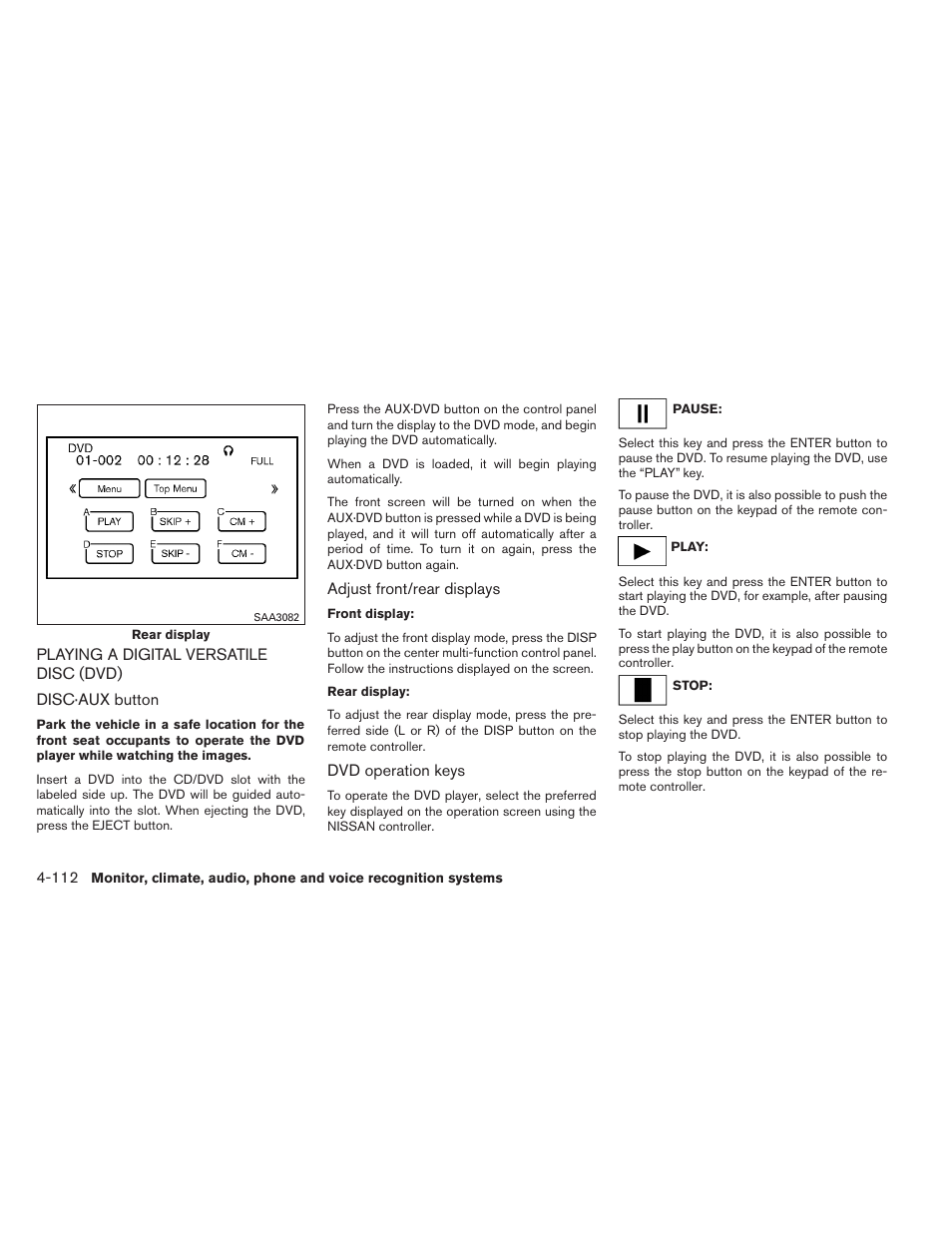 Playing a digital versatile disc (dvd) -112 | NISSAN 2014 Pathfinder - Owner's Manual User Manual | Page 303 / 492