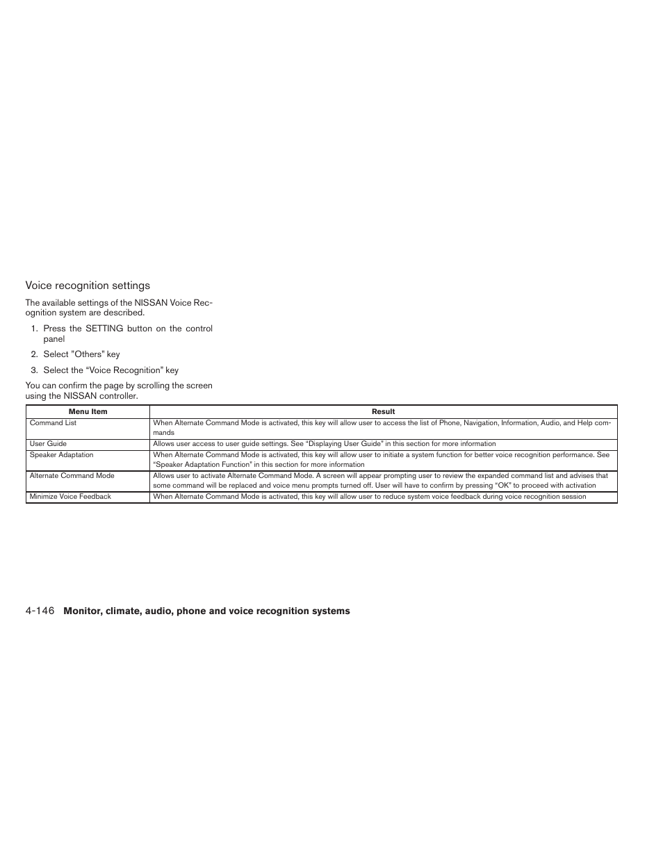 Voice recognition settings | NISSAN 2014 Pathfinder - Owner's Manual User Manual | Page 337 / 492