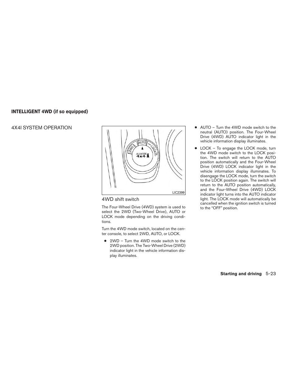 Intelligent 4wd (if so equipped) -23, 4x4i system operation -23 | NISSAN 2014 Pathfinder - Owner's Manual User Manual | Page 376 / 492