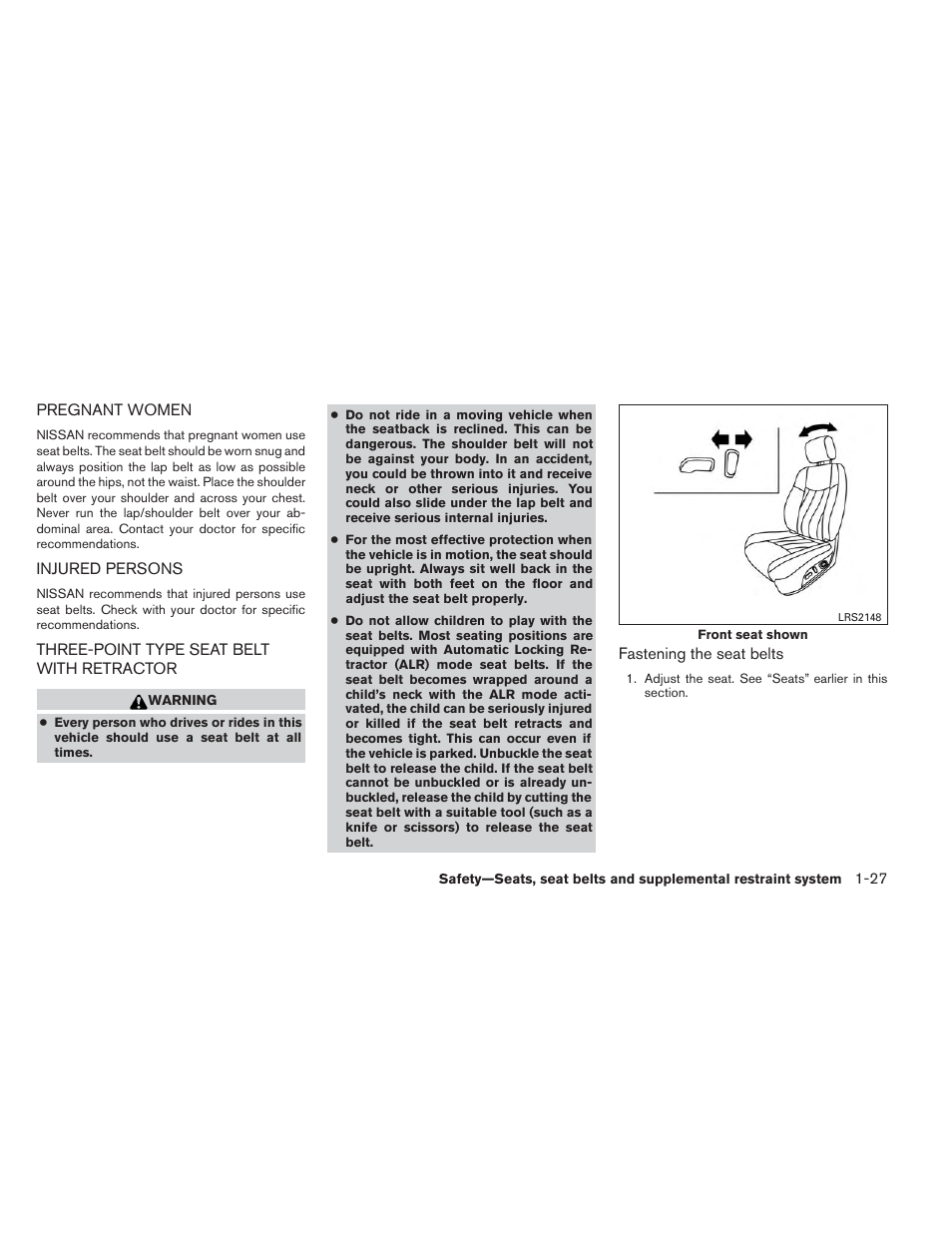 NISSAN 2014 Pathfinder - Owner's Manual User Manual | Page 44 / 492