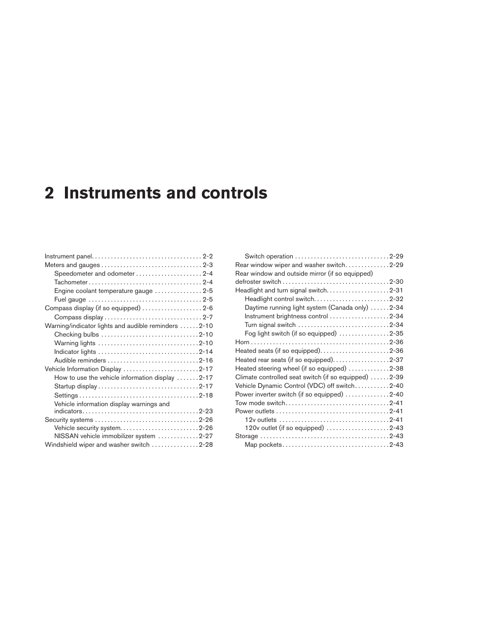 Instruments and controls, 2 instruments and controls | NISSAN 2014 Pathfinder - Owner's Manual User Manual | Page 87 / 492