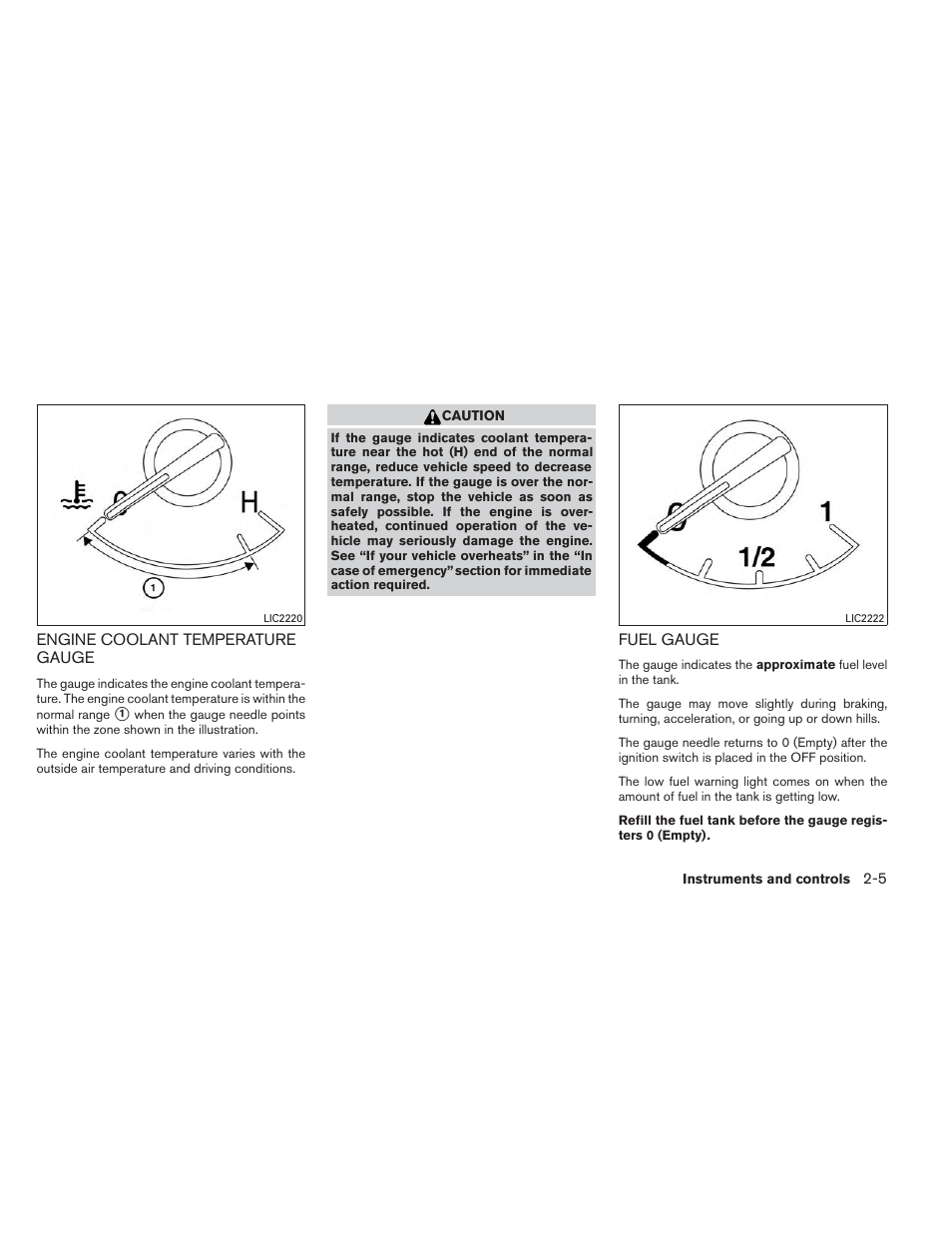 Engine coolant temperature gauge -5 fuel gauge -5 | NISSAN 2014 Pathfinder - Owner's Manual User Manual | Page 92 / 492