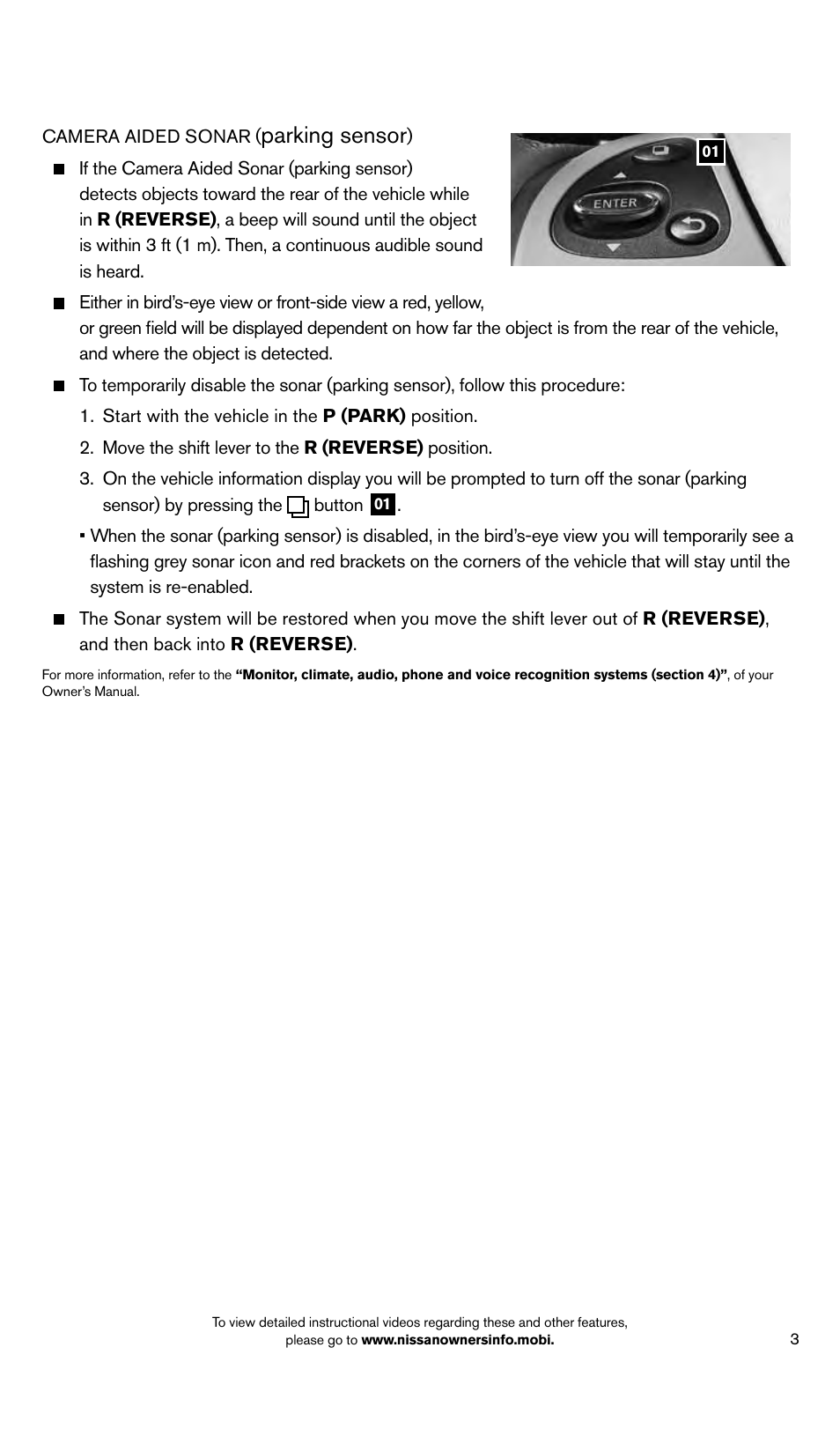 Parking sensor | NISSAN 2014 Pathfinder - Quick Reference Guide User Manual | Page 5 / 32
