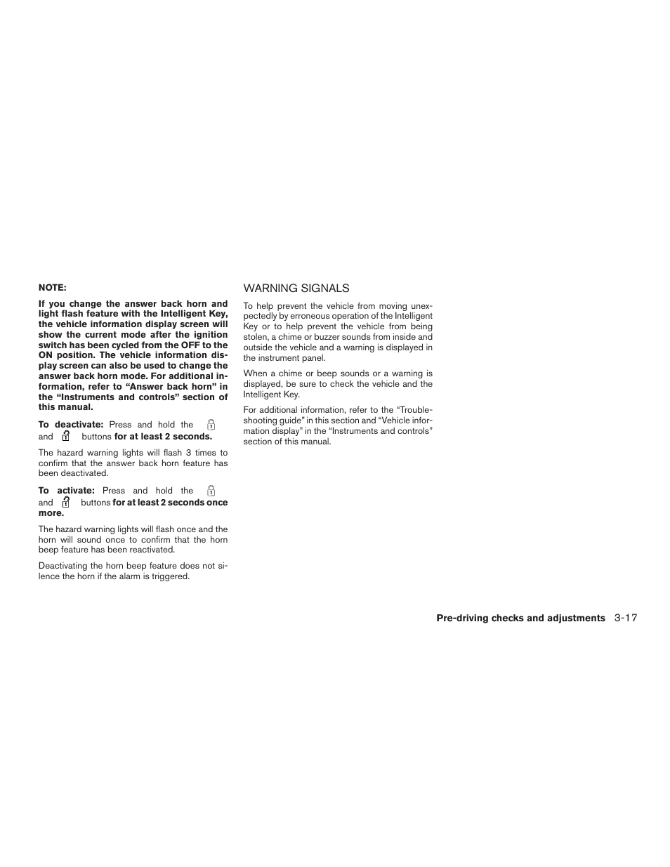 Warning signals -17 | NISSAN 2015 Pathfinder - Owner's Manual User Manual | Page 174 / 516