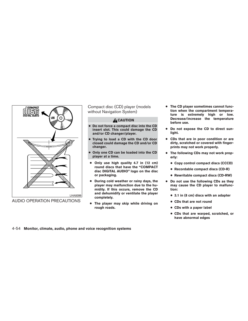 Audio operation precautions -54 | NISSAN 2015 Pathfinder - Owner's Manual User Manual | Page 251 / 516