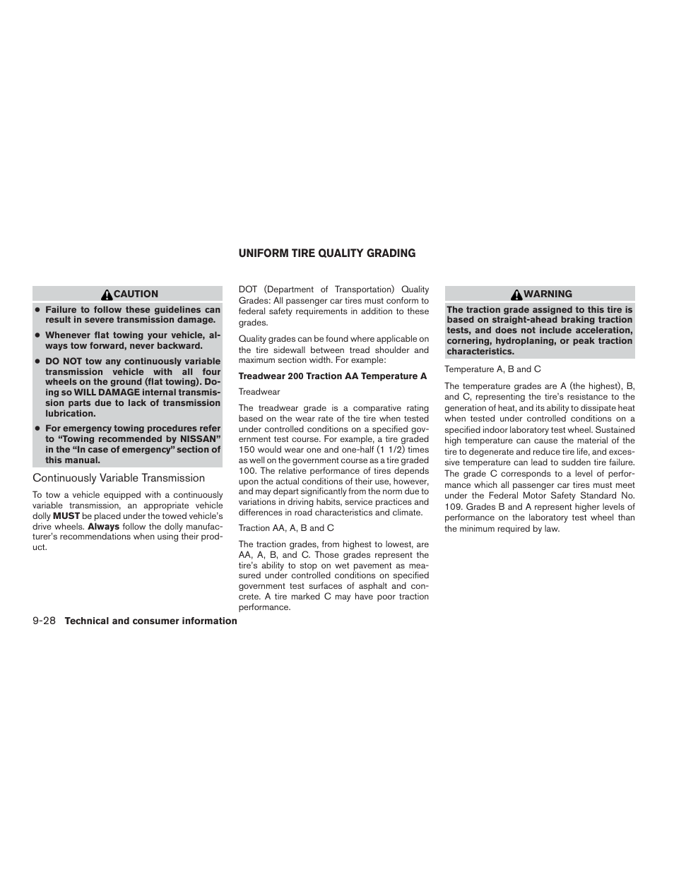 Uniform tire quality grading -28 | NISSAN 2015 Pathfinder - Owner's Manual User Manual | Page 503 / 516