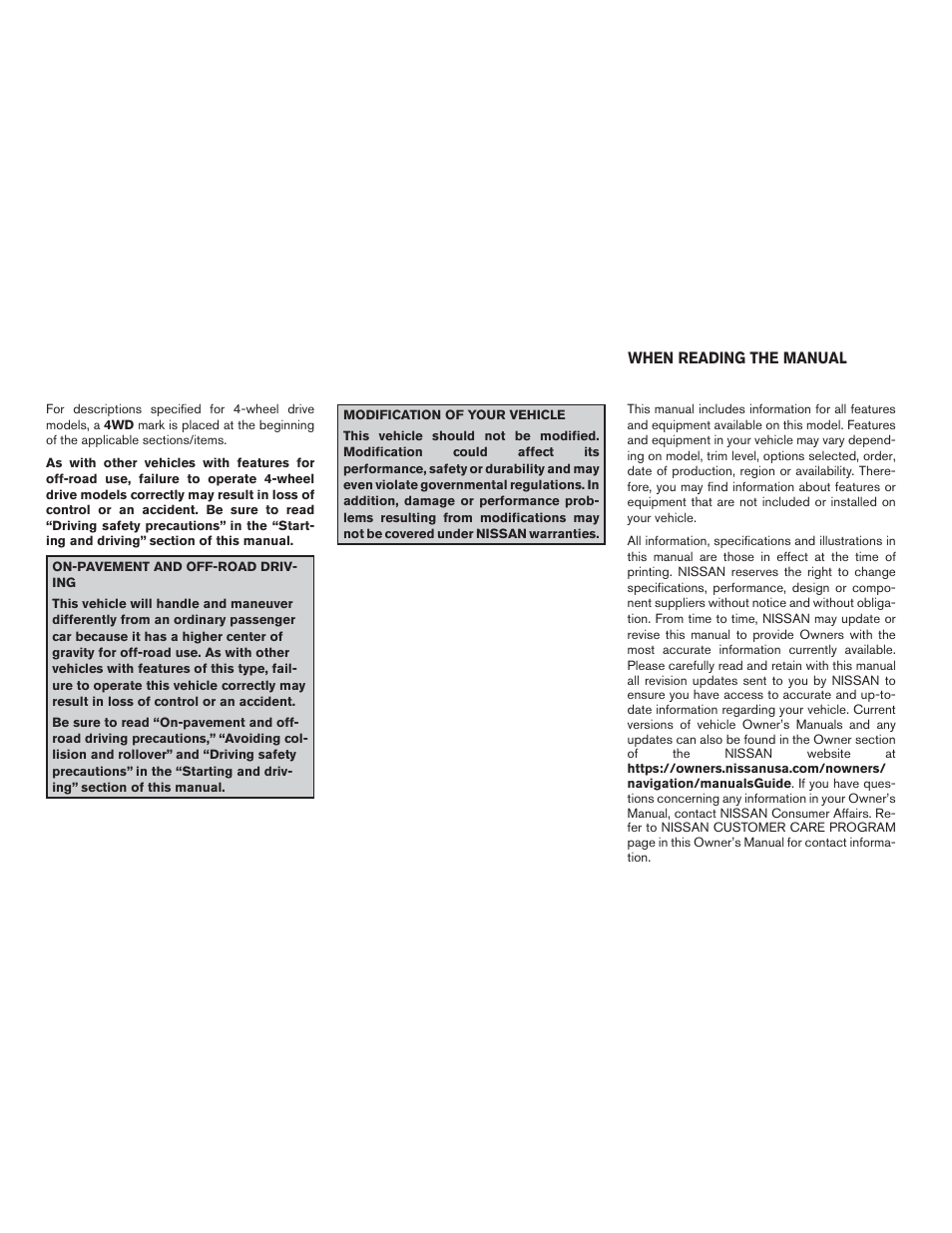 NISSAN 2015 Pathfinder - Owner's Manual User Manual | Page 7 / 516