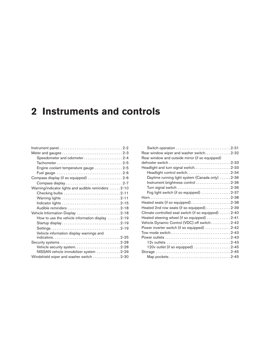 Instruments and controls, 2 instruments and controls | NISSAN 2015 Pathfinder - Owner's Manual User Manual | Page 91 / 516