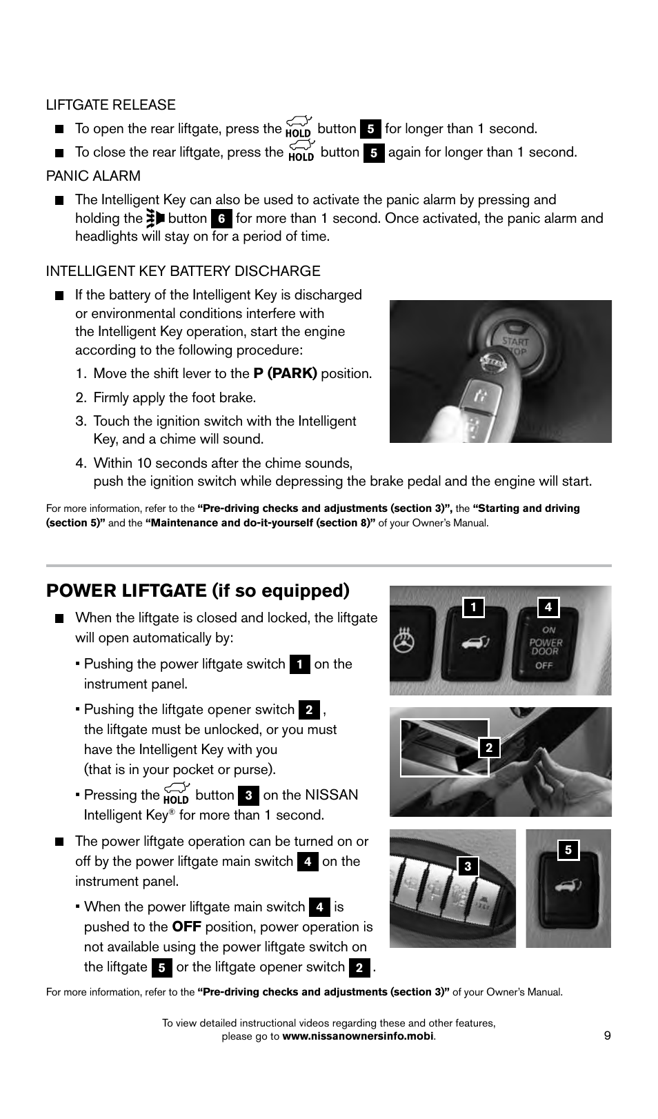 Power liftgate (if so equipped) | NISSAN 2015 Pathfinder - Quick Reference Guide User Manual | Page 11 / 36