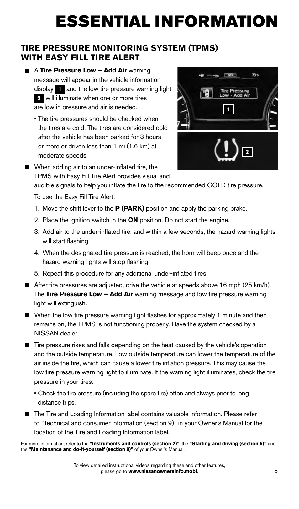 Essential information | NISSAN 2015 Pathfinder - Quick Reference Guide User Manual | Page 7 / 36