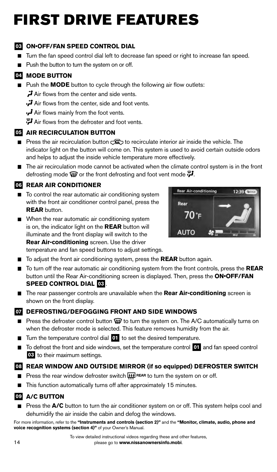 First drive features | NISSAN 2014 Pathfinder Hybrid - Quick Reference Guide User Manual | Page 16 / 32