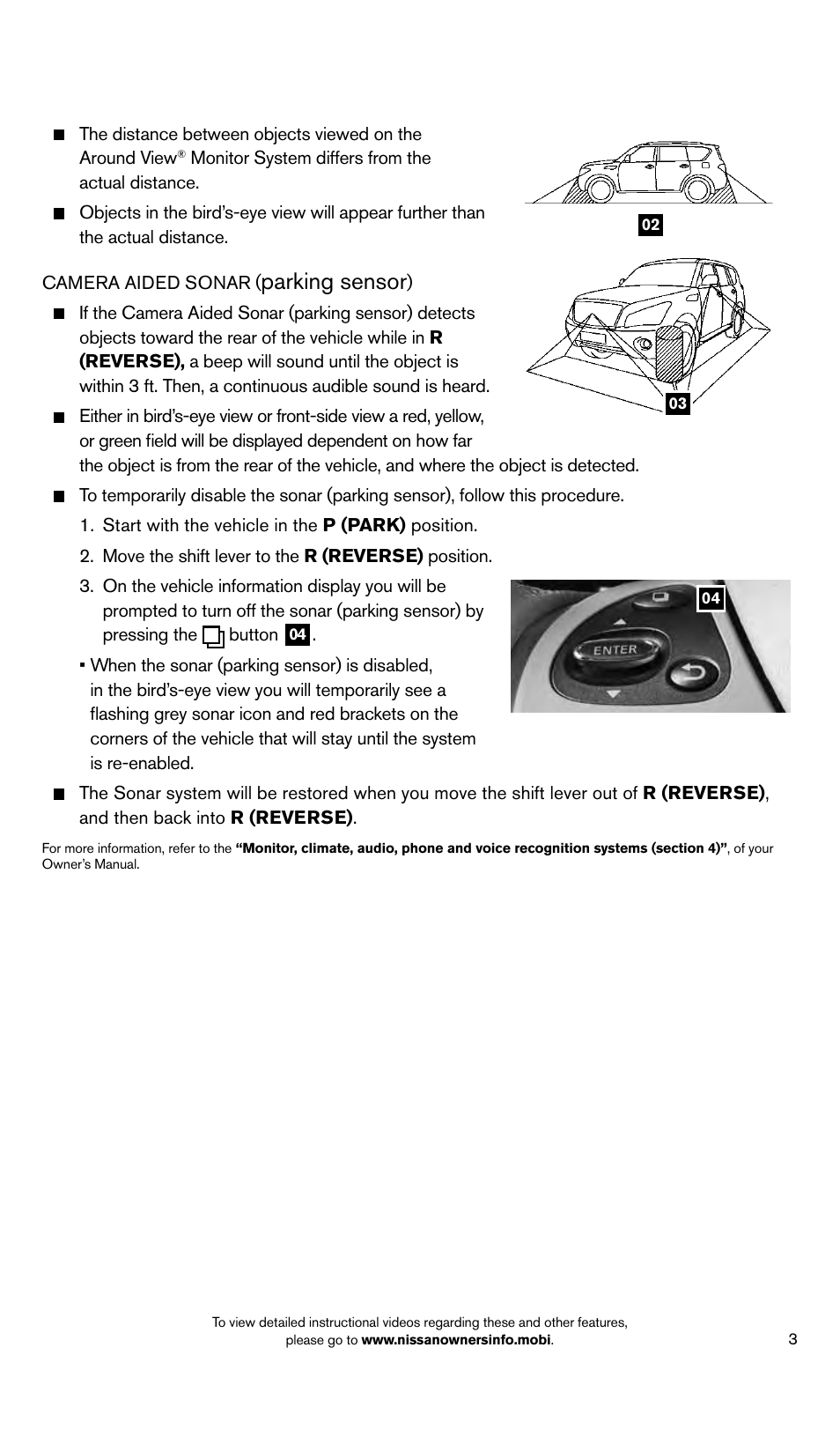 Parking sensor | NISSAN 2014 Pathfinder Hybrid - Quick Reference Guide User Manual | Page 5 / 32