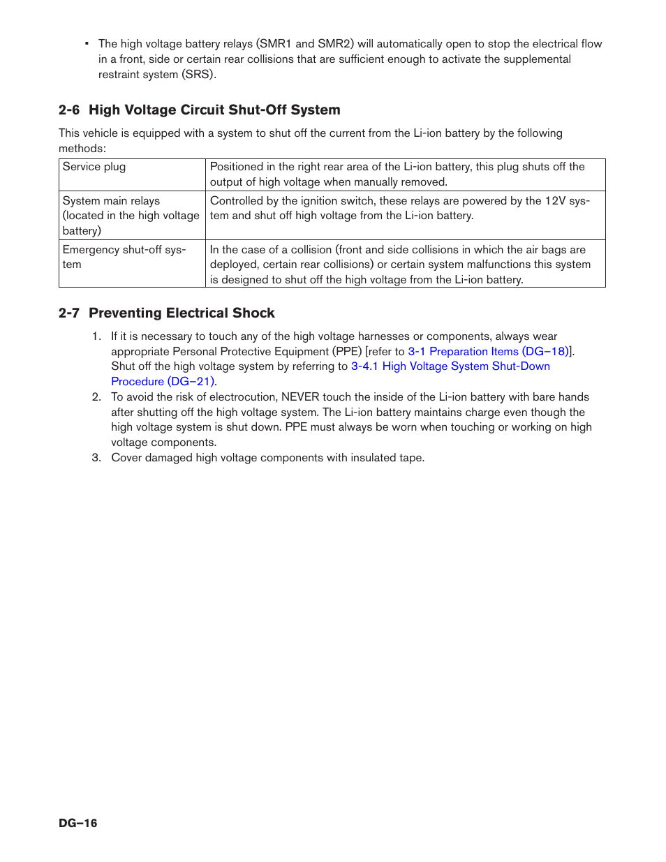 6 high voltage circuit shut-off system, 7 preventing electrical shock | NISSAN 2014 Pathfinder Hybrid - Dismantling Guide User Manual | Page 16 / 50