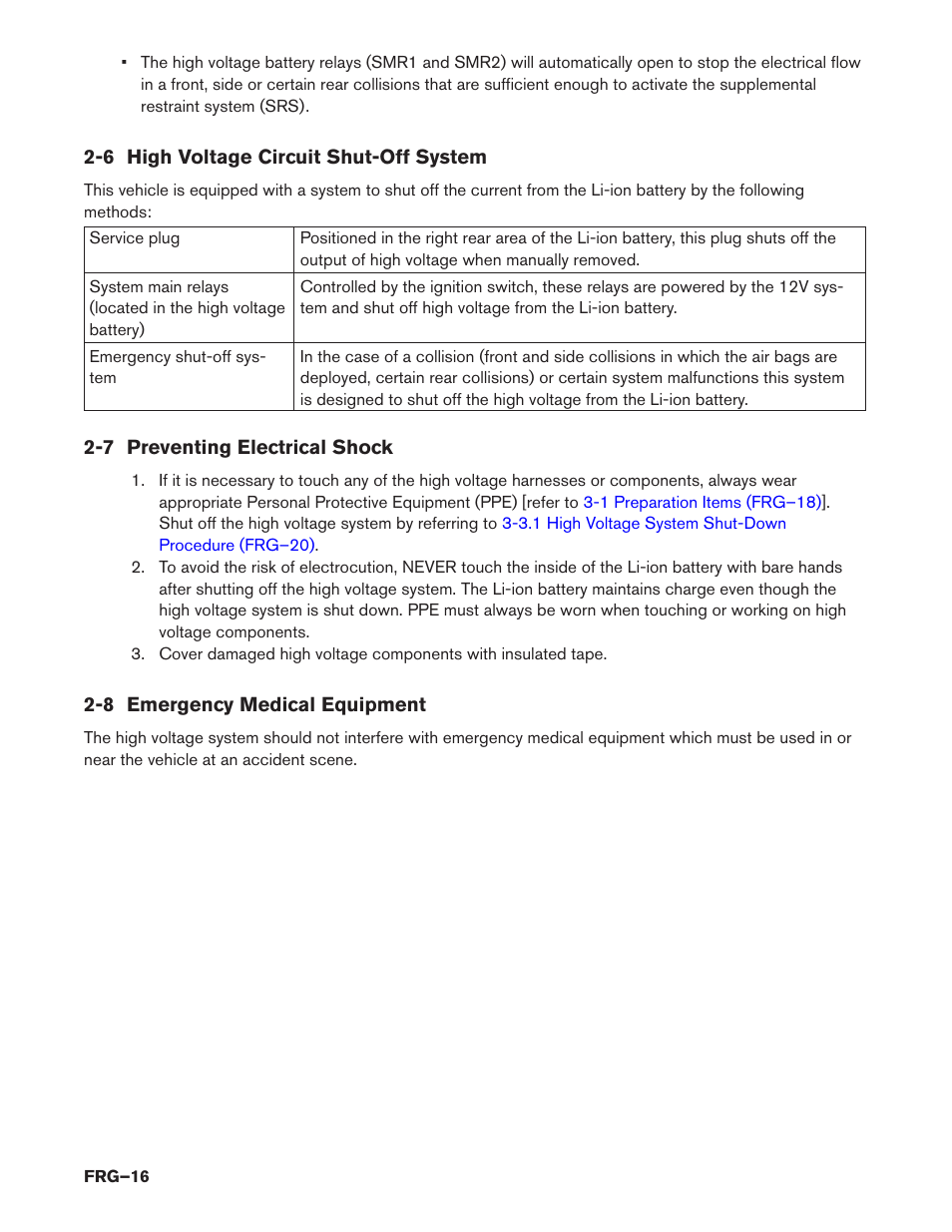 6 high voltage circuit shut-off system, 7 preventing electrical shock, 8 emergency medical equipment | NISSAN 2014 Pathfinder Hybrid - First Responder's Guide User Manual | Page 16 / 45