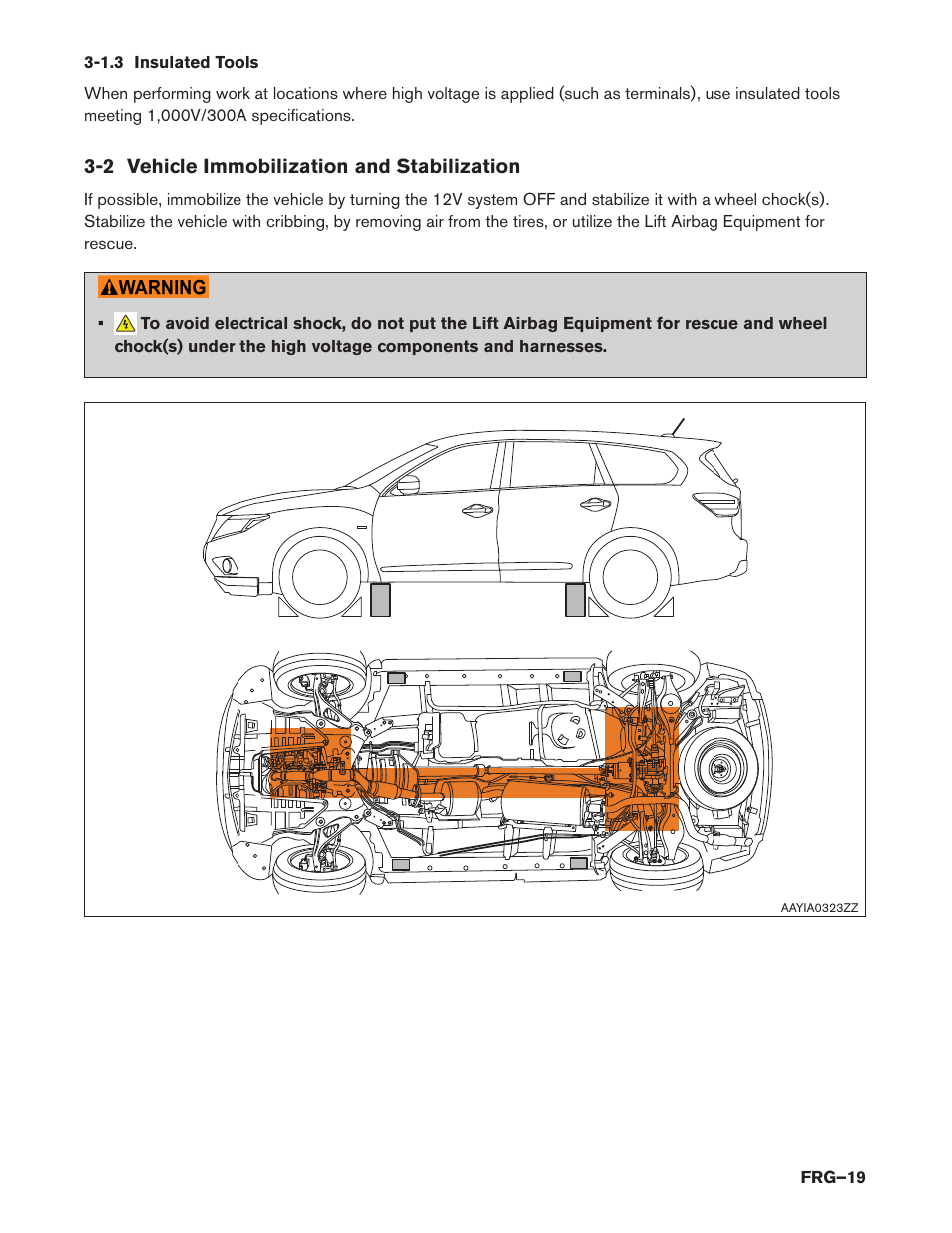 1.3 insulated tools, 2 vehicle immobilization and stabilization | NISSAN 2014 Pathfinder Hybrid - First Responder's Guide User Manual | Page 19 / 45