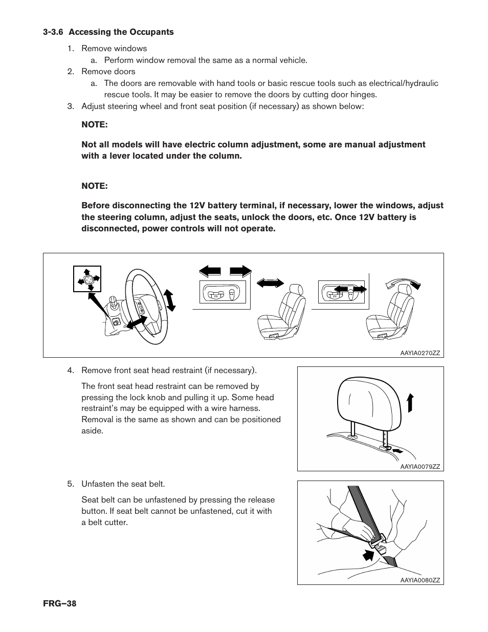 3.6 accessing the occupants | NISSAN 2014 Pathfinder Hybrid - First Responder's Guide User Manual | Page 38 / 45