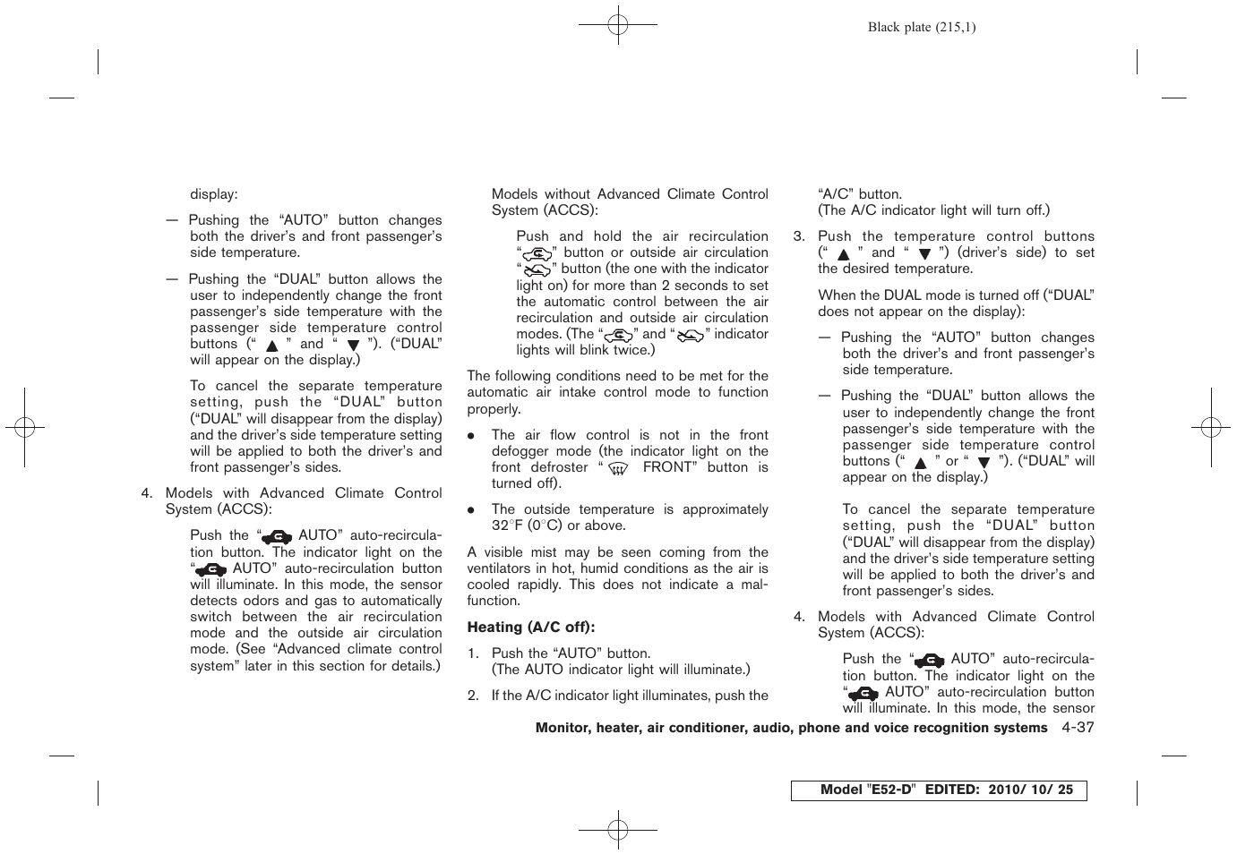 NISSAN 2011 Quest - Owner's Manual User Manual | Page 221 / 477