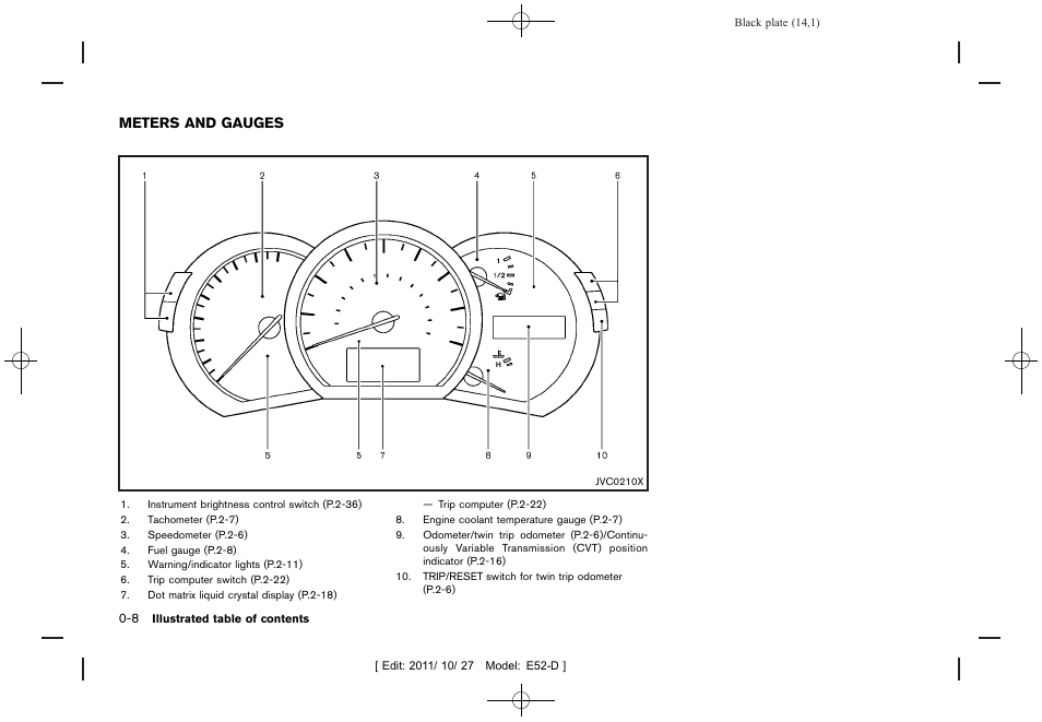 Meters and gauges -8 | NISSAN 2012 Quest - Owner's Manual User Manual | Page 17 / 476