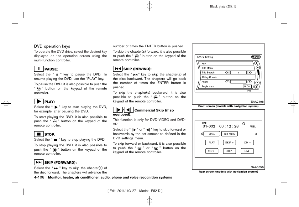 NISSAN 2012 Quest - Owner's Manual User Manual | Page 291 / 476