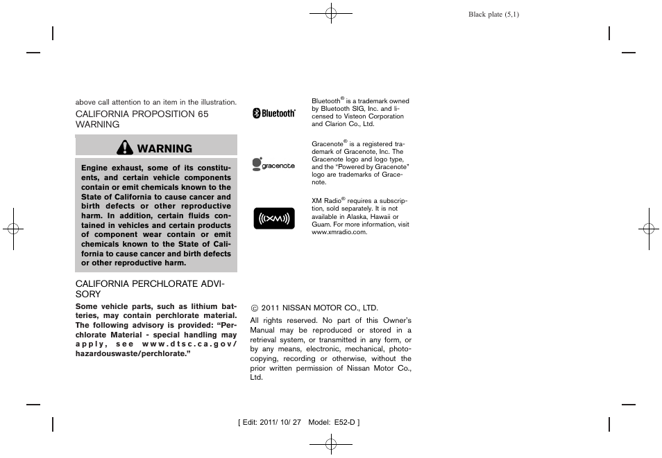 Warning | NISSAN 2012 Quest - Owner's Manual User Manual | Page 5 / 476