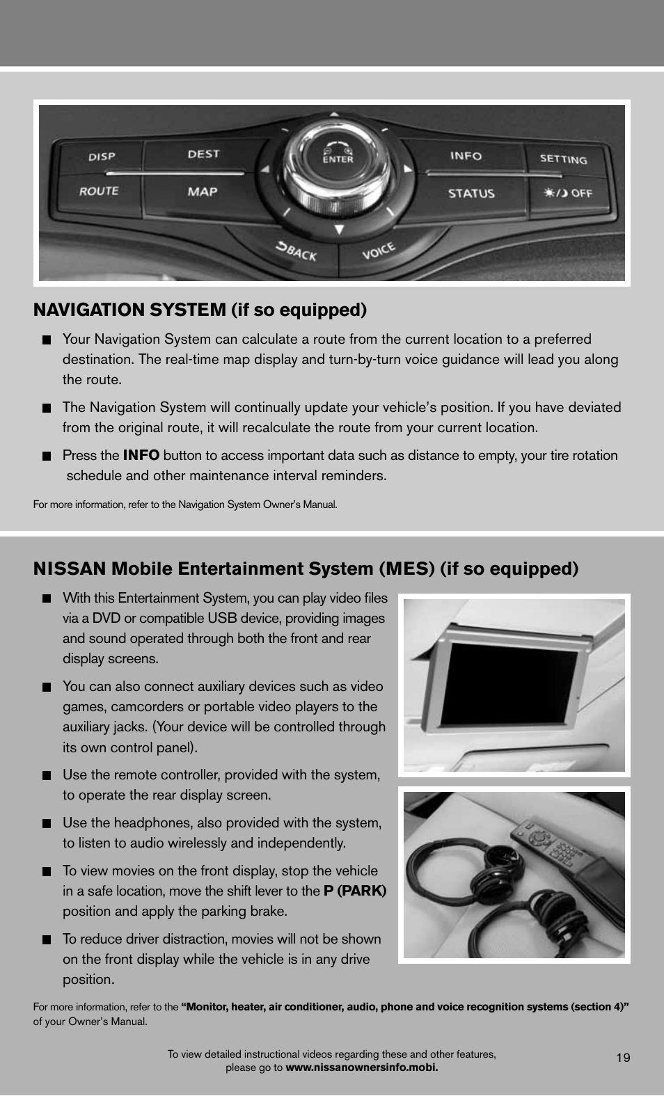 Navigation system (if so equipped) | NISSAN 2012 Quest - Quick Reference Guide User Manual | Page 21 / 24