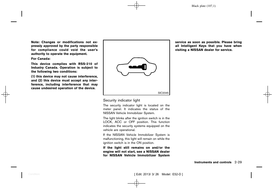 NISSAN 2013 Quest - Owner's Manual User Manual | Page 111 / 485