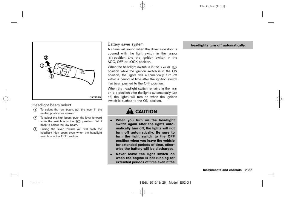 Caution | NISSAN 2013 Quest - Owner's Manual User Manual | Page 117 / 485