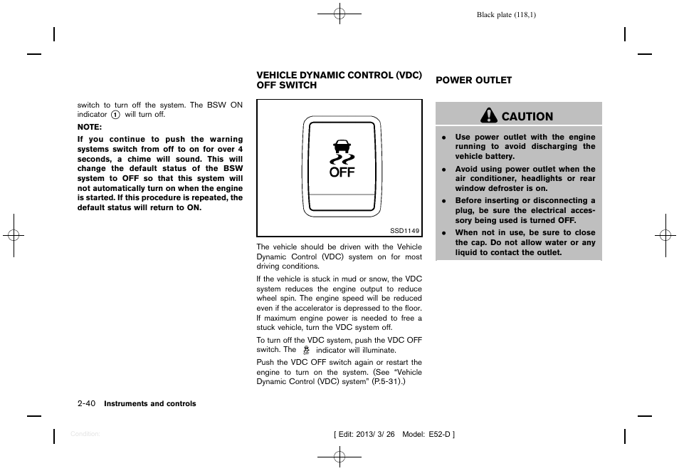 Caution | NISSAN 2013 Quest - Owner's Manual User Manual | Page 122 / 485