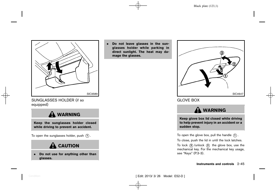 Warning, Caution | NISSAN 2013 Quest - Owner's Manual User Manual | Page 127 / 485