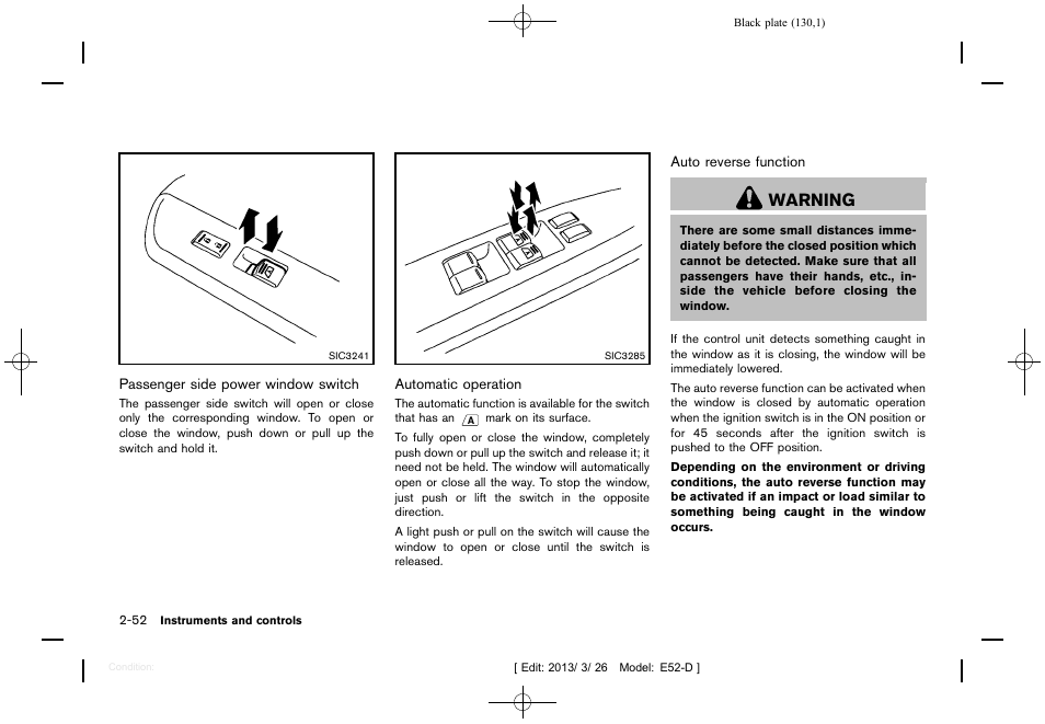 Warning | NISSAN 2013 Quest - Owner's Manual User Manual | Page 134 / 485