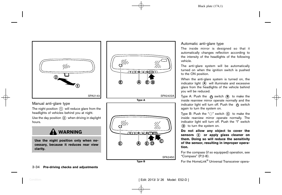 Warning | NISSAN 2013 Quest - Owner's Manual User Manual | Page 178 / 485