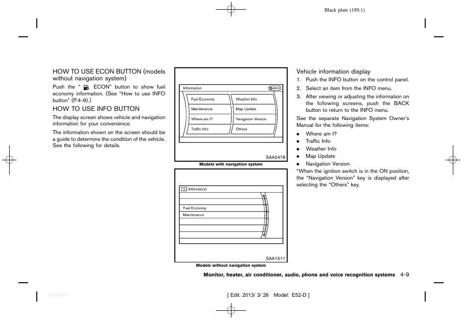 NISSAN 2013 Quest - Owner's Manual User Manual | Page 193 / 485