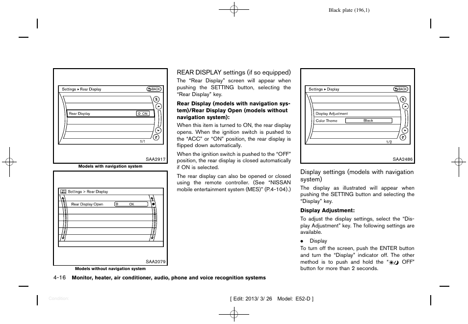 NISSAN 2013 Quest - Owner's Manual User Manual | Page 200 / 485