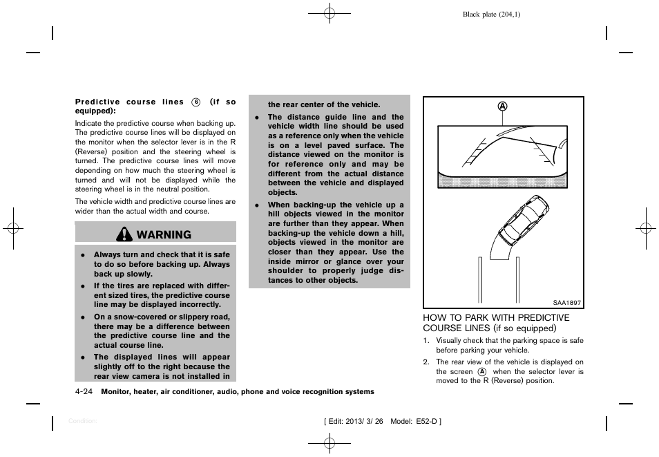 Warning | NISSAN 2013 Quest - Owner's Manual User Manual | Page 208 / 485