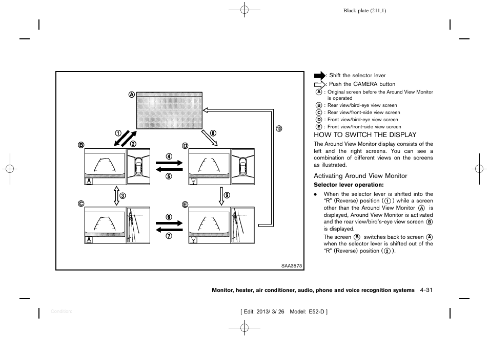 How to switch the display -31 | NISSAN 2013 Quest - Owner's Manual User Manual | Page 215 / 485