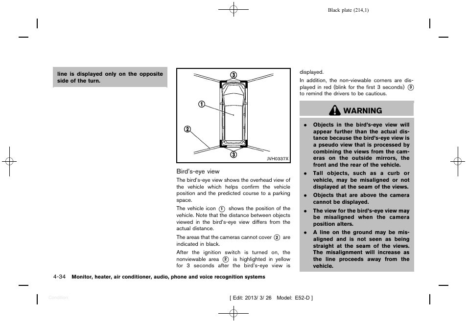 Warning | NISSAN 2013 Quest - Owner's Manual User Manual | Page 218 / 485