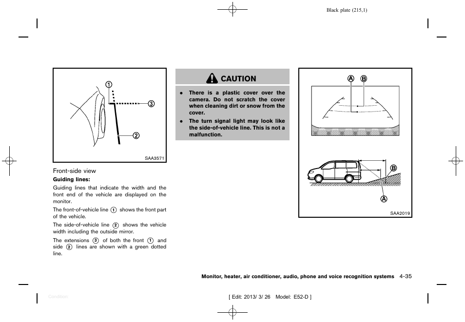 Caution | NISSAN 2013 Quest - Owner's Manual User Manual | Page 219 / 485