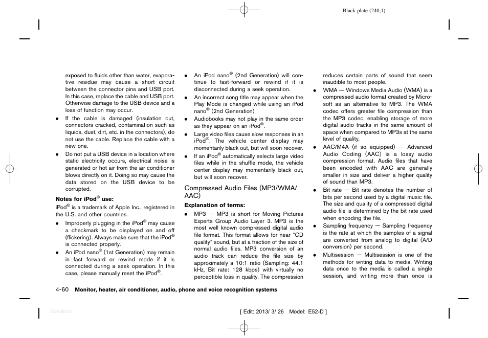 NISSAN 2013 Quest - Owner's Manual User Manual | Page 244 / 485