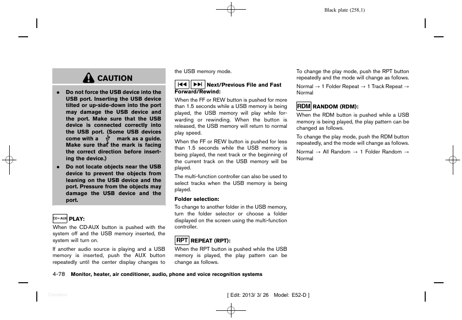 Caution | NISSAN 2013 Quest - Owner's Manual User Manual | Page 262 / 485