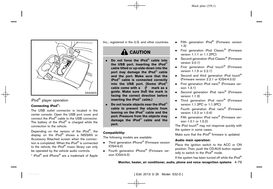 Caution | NISSAN 2013 Quest - Owner's Manual User Manual | Page 263 / 485