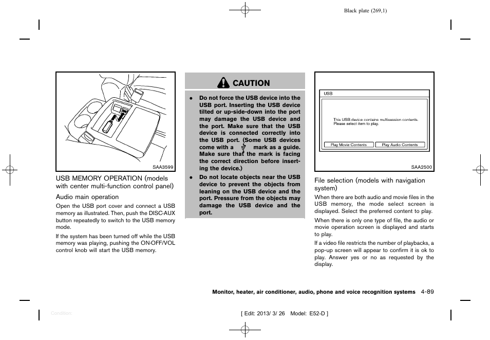 Caution | NISSAN 2013 Quest - Owner's Manual User Manual | Page 273 / 485