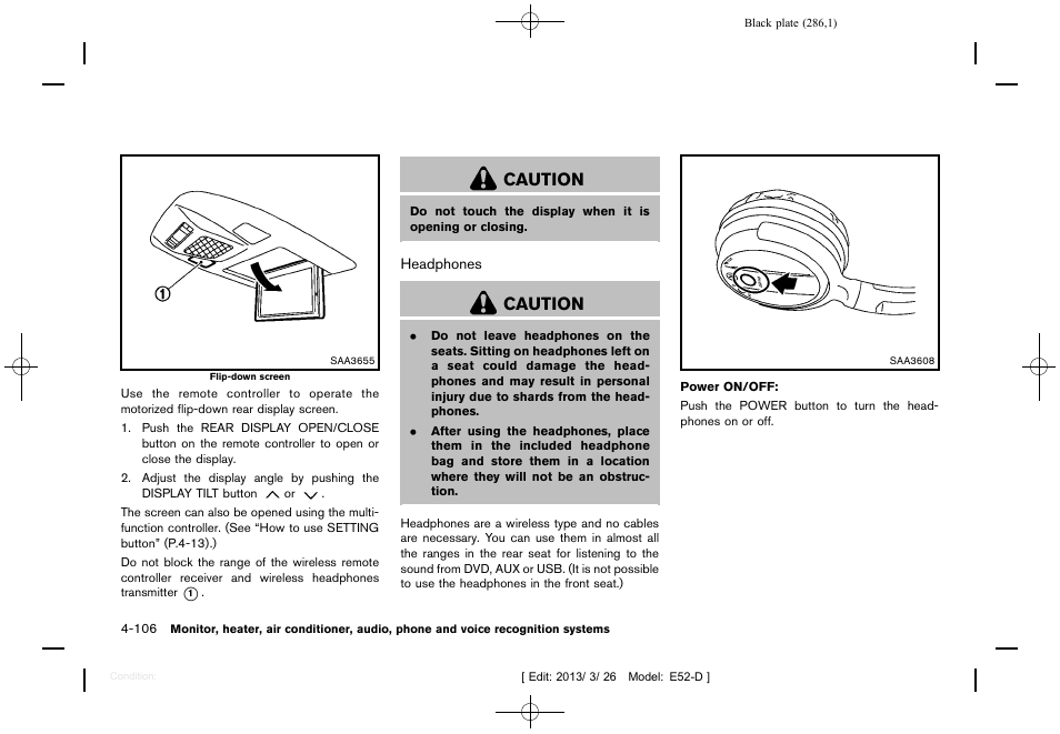 Caution | NISSAN 2013 Quest - Owner's Manual User Manual | Page 290 / 485