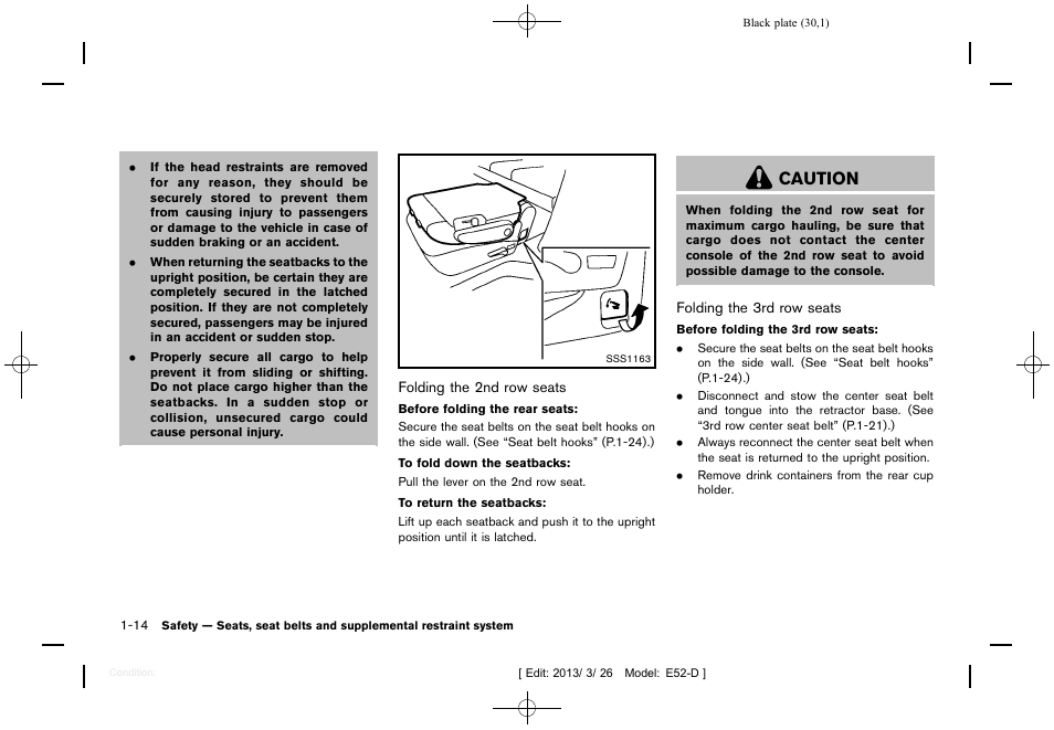 Caution | NISSAN 2013 Quest - Owner's Manual User Manual | Page 34 / 485