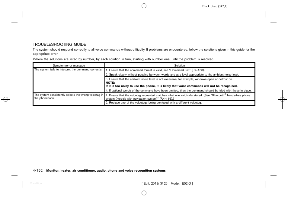 Troubleshooting guide -162 | NISSAN 2013 Quest - Owner's Manual User Manual | Page 346 / 485