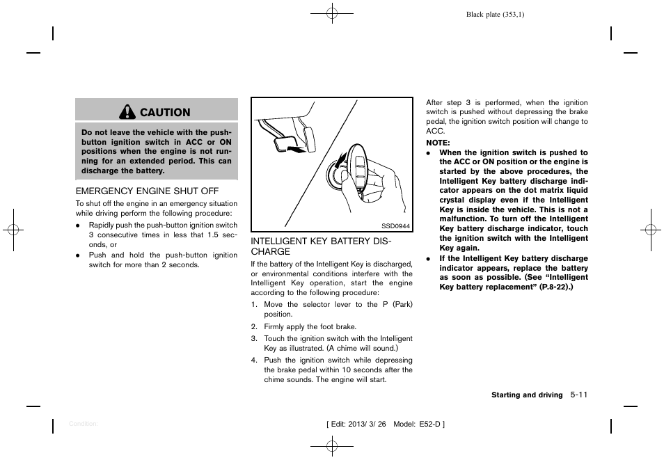 Caution | NISSAN 2013 Quest - Owner's Manual User Manual | Page 357 / 485