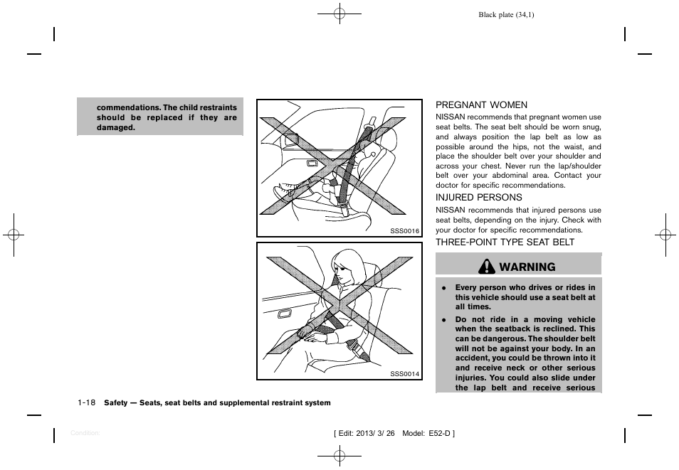 Warning | NISSAN 2013 Quest - Owner's Manual User Manual | Page 38 / 485