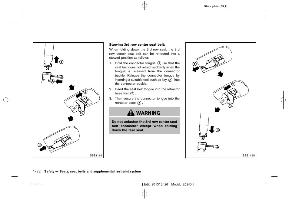 Warning | NISSAN 2013 Quest - Owner's Manual User Manual | Page 42 / 485