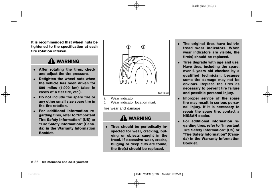 Warning | NISSAN 2013 Quest - Owner's Manual User Manual | Page 444 / 485